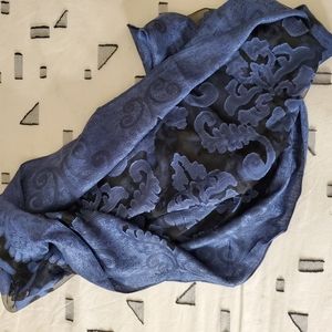 Italian 100% Silk Pashmina - Blue/Black